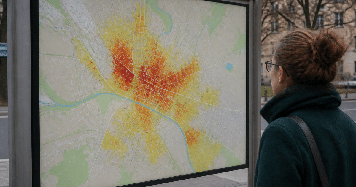 Carte de la ville d'Auxerre affichant la densite de population
