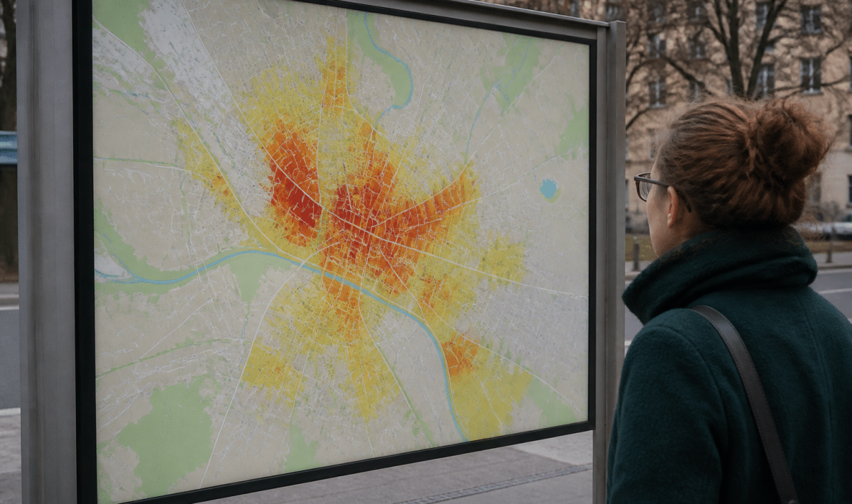 Carte de la ville d'Auxerre affichant la densite de population