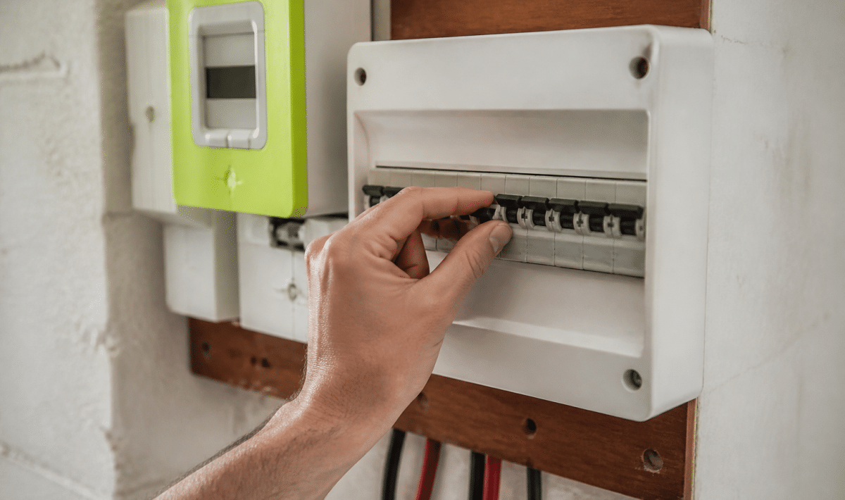 Compteur electrique mural avec main coupant alimentation disjoncteur