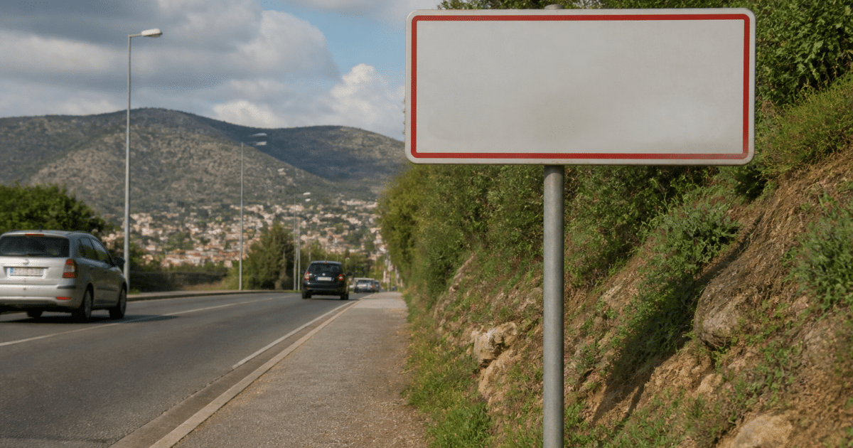Panneau d'entrée ville Mende affichant population chiffres