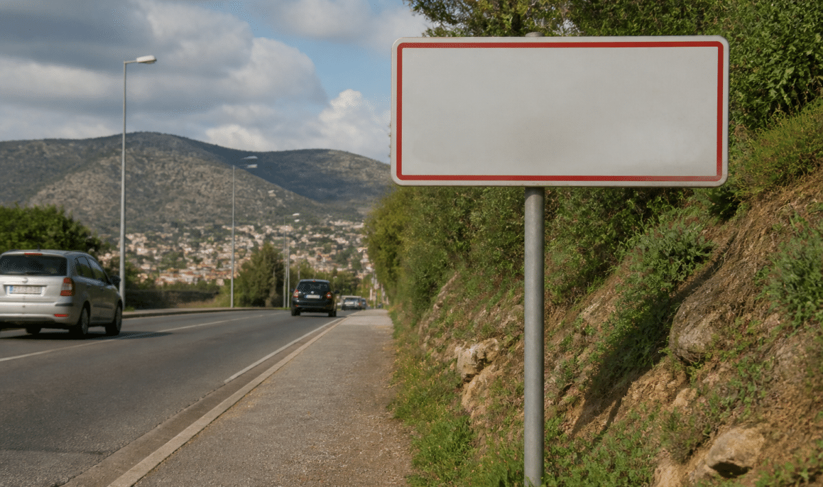 Panneau d'entrée ville Mende affichant population chiffres